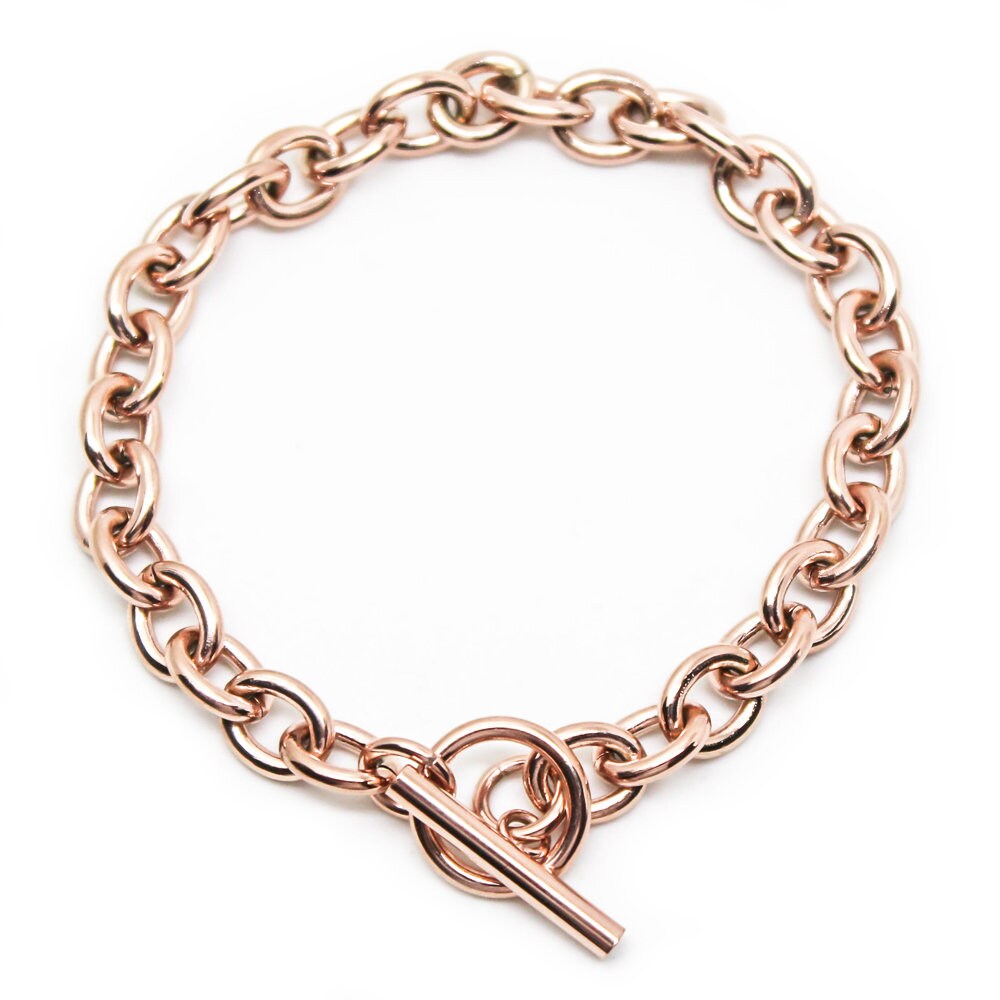 Personalised 18k Gold Hand-Stamped Toggle Bracelet - Custom Name or Date - Silver, Gold, Rose Gold - Add Charms for a Statement Piece