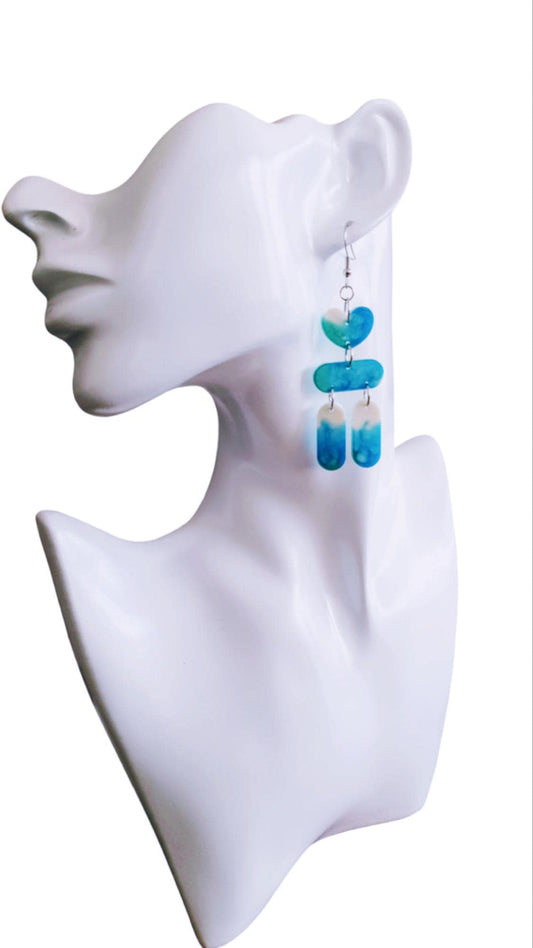 Chandelier Dangle Earrings, Heart Long Drop Earrings, Dangle Statement Earrings, Beachy Wear, Stainless Steel