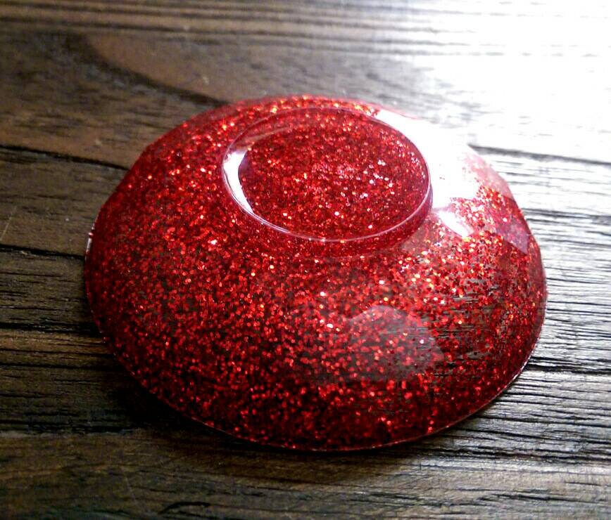 Red Ring Trinket Dish, Red Glitter Mix Hand Made Resin Dish