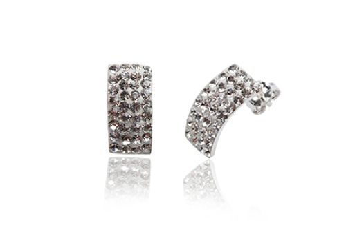 Sterling Silver Preciosa Crystal Rectangle Stud Earrings Choose your Colour.