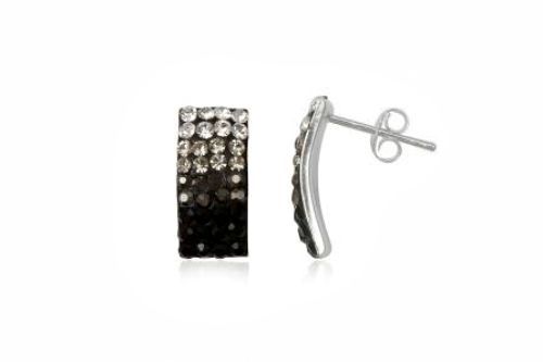 Sterling Silver Preciosa Crystal Rectangle Stud Earrings Choose your Colour.