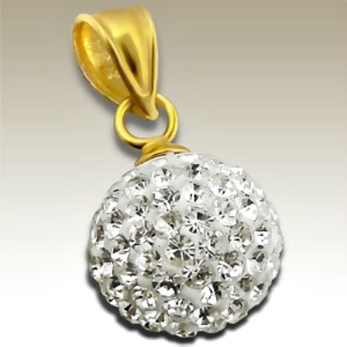Sterling Silver 18K Gold Plated Clear Crystal Ball Pendant 10mm + 925 Gold Chain