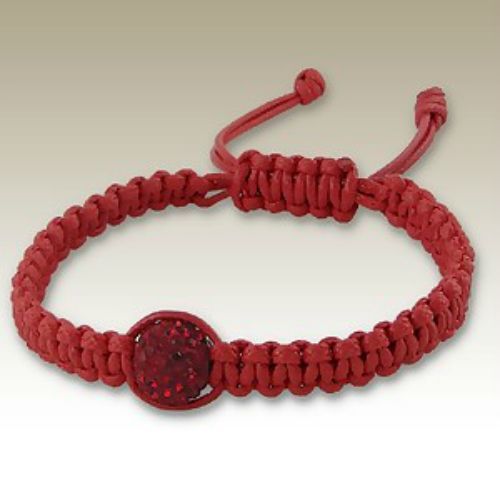 Red Adjustable Bracelet 10mm Red Crystals Pave Disco Ball