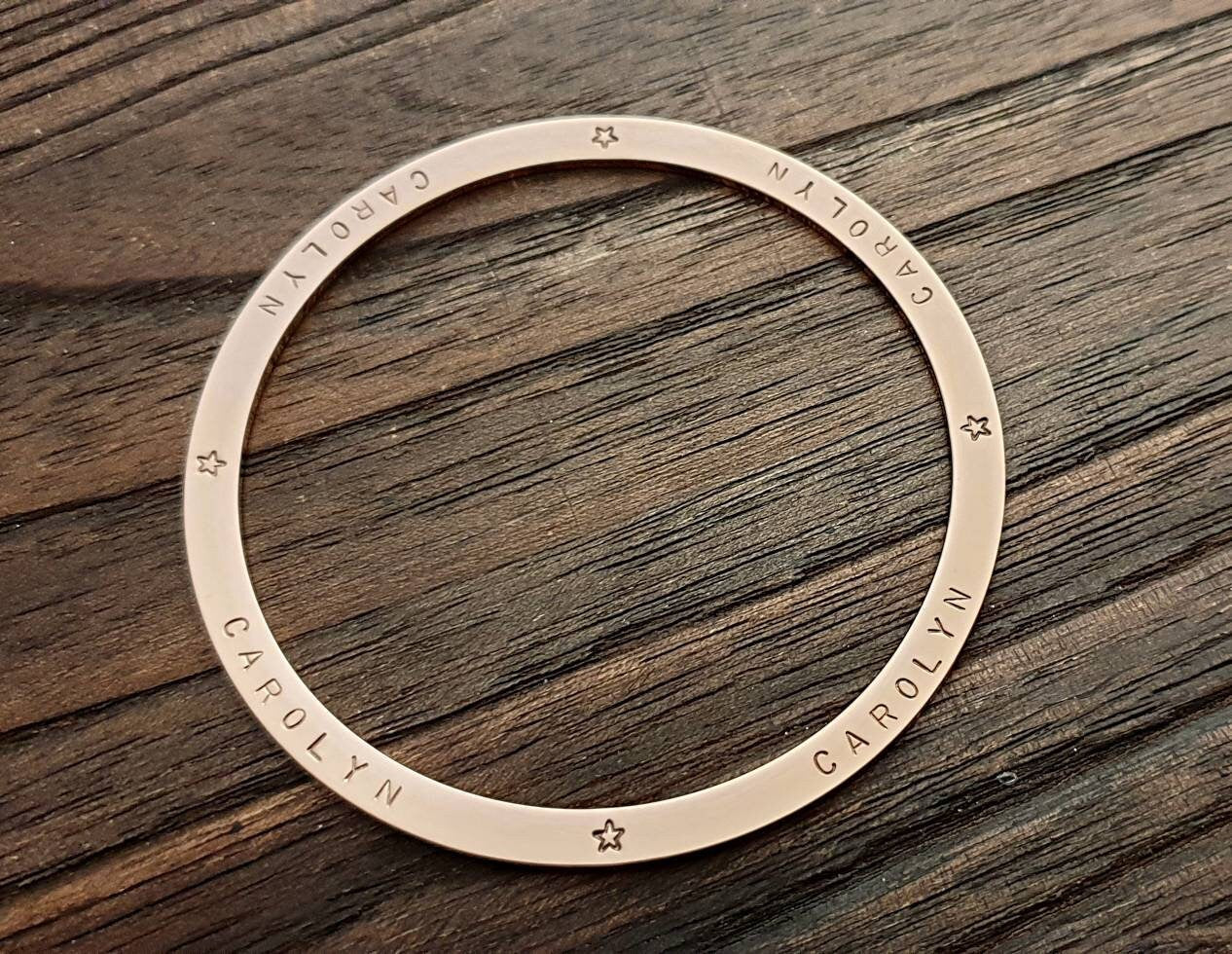 Personalised Bangle, Hand Stamped Names Personalized Bangle. Choose Silver, Gold or Rose Gold & Size, Mothers Day, 18th, 21st Birthday Gift