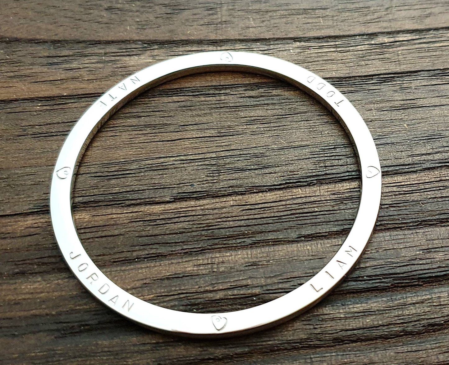 Personalised Bangle, Hand Stamped Names Personalized Bangle. Choose Silver, Gold or Rose Gold & Size, Mothers Day, 18th, 21st Birthday Gift
