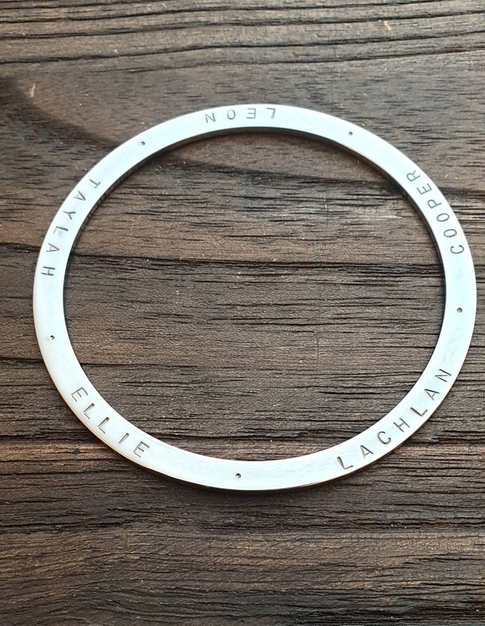 Personalised Bangle, Hand Stamped Names Personalized Bangle. Choose Silver, Gold or Rose Gold & Size, Mothers Day, 18th, 21st Birthday Gift