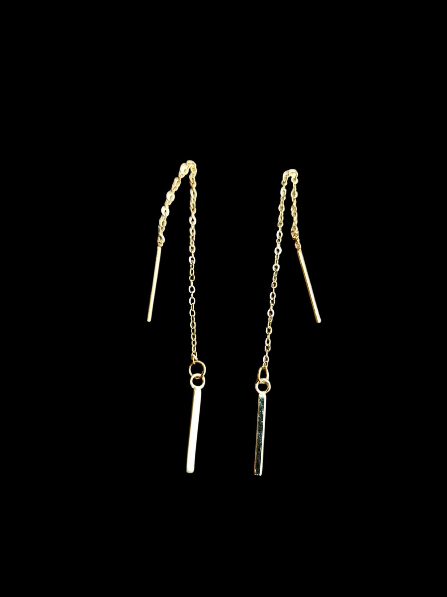 Hoop Earrings, Gold Bar Stainless Steel Dangle Hoops Earrings, Choose Hoop, Leverback, Earwire Hook or Threaders