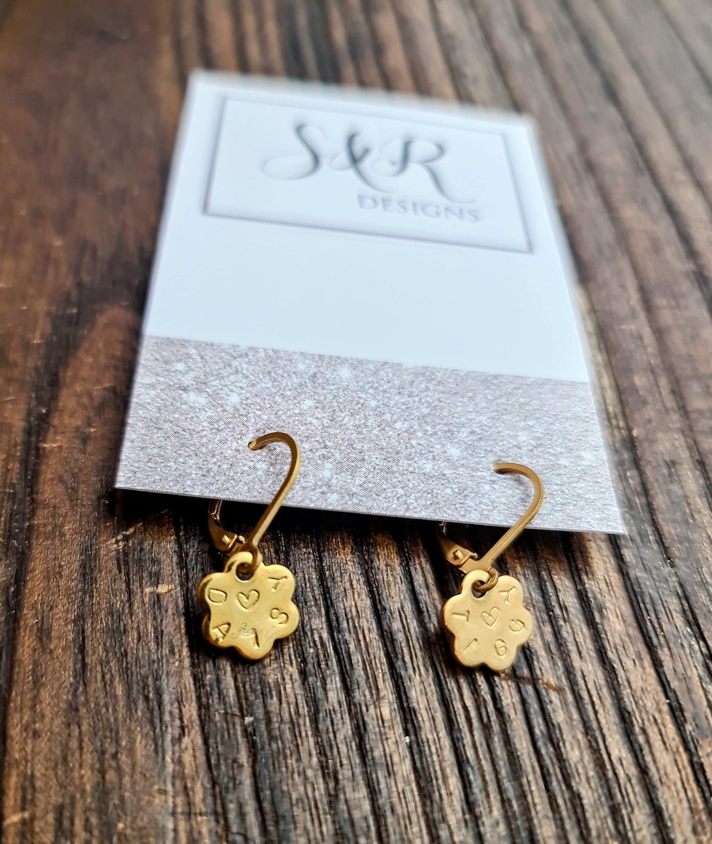 Gold Hammered Flower Disc Hoop Earrings, Stainless Steel Dangle, Minimalist Earrings, 15mm or 25mm Hoops, Leverback, Earwire Hooks