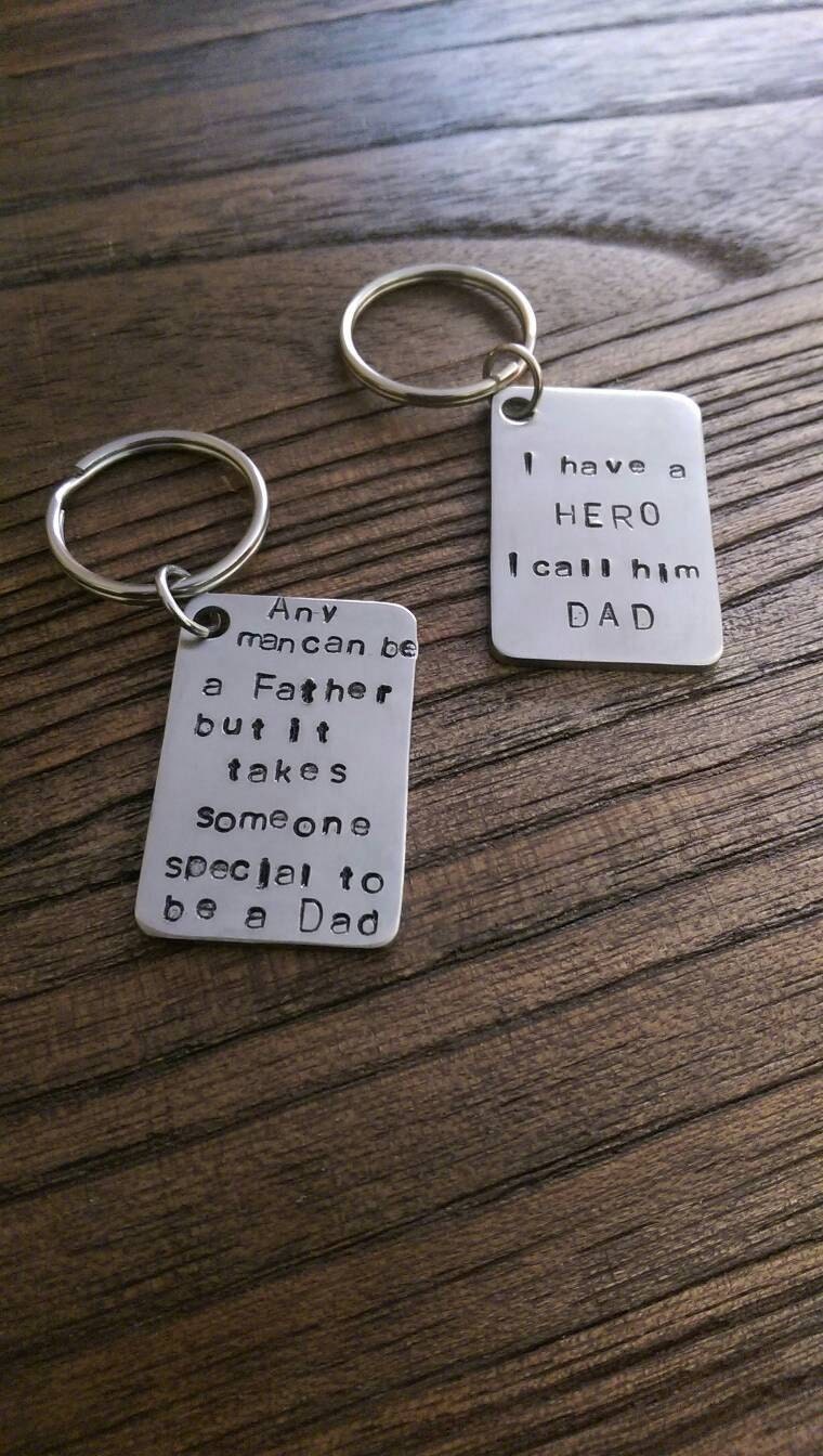 Personalised Hand Stamped Rectangle Key Ring, Stainless Steel Keyring, Personalized Gift, Fathers Day Gift