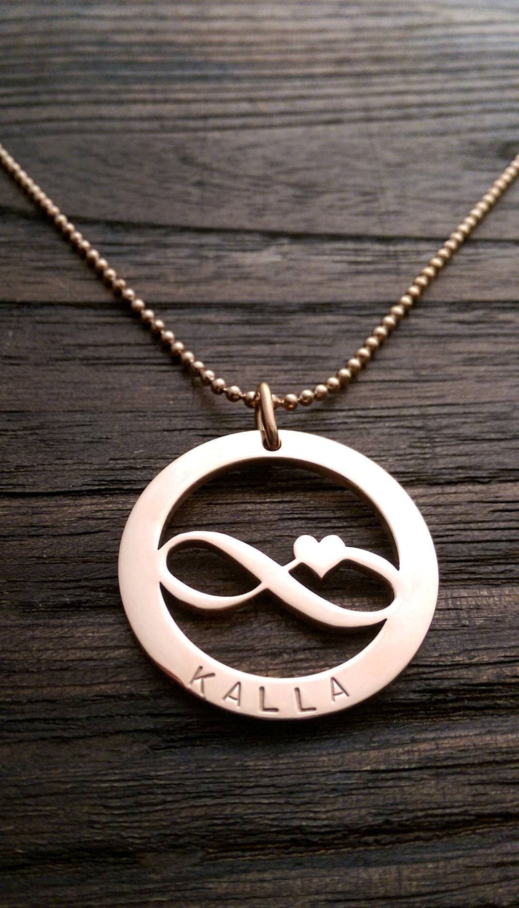 Infinity Heart Necklace, Personalised Necklace, Hand Stamped Necklace Design Pendant Stainless Steel. Mothers Day, Sister, Grandmother