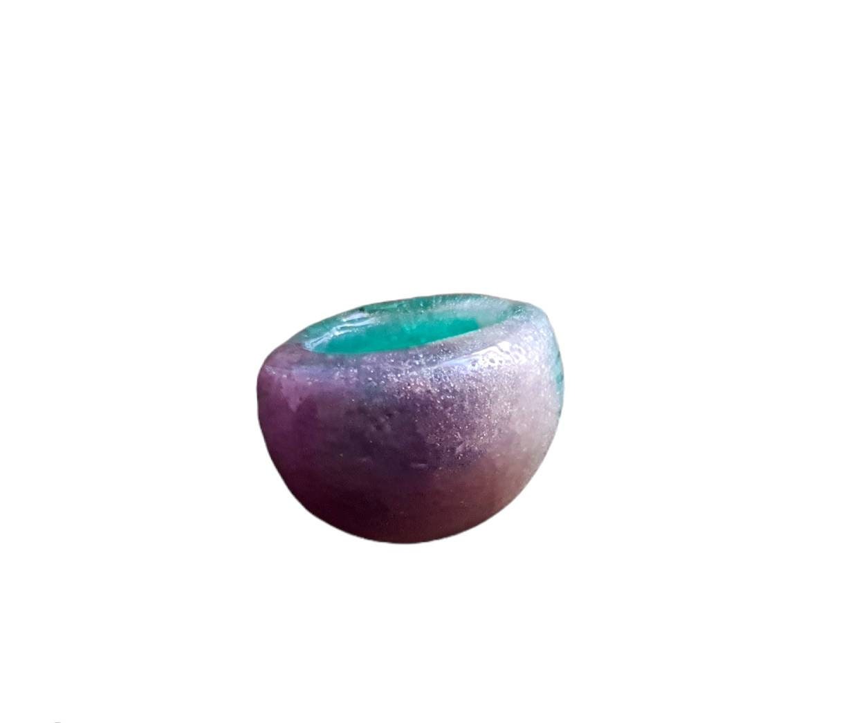 Statement Dome Ring, Resin Teal, White, Purple, Blue Ring, Handmade Size 7 US N AU