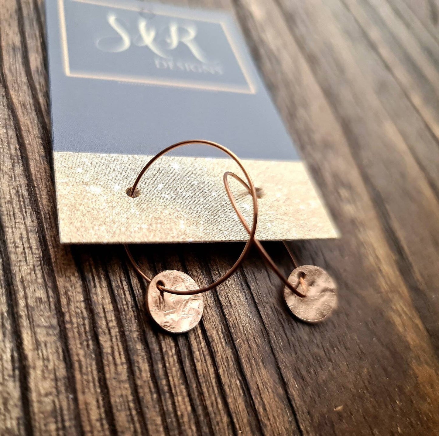 Rosegold Hammered Circle Disc Leverback Earrings, Stainless Steel Dangle Leverback, Minimalist Coin Earrings