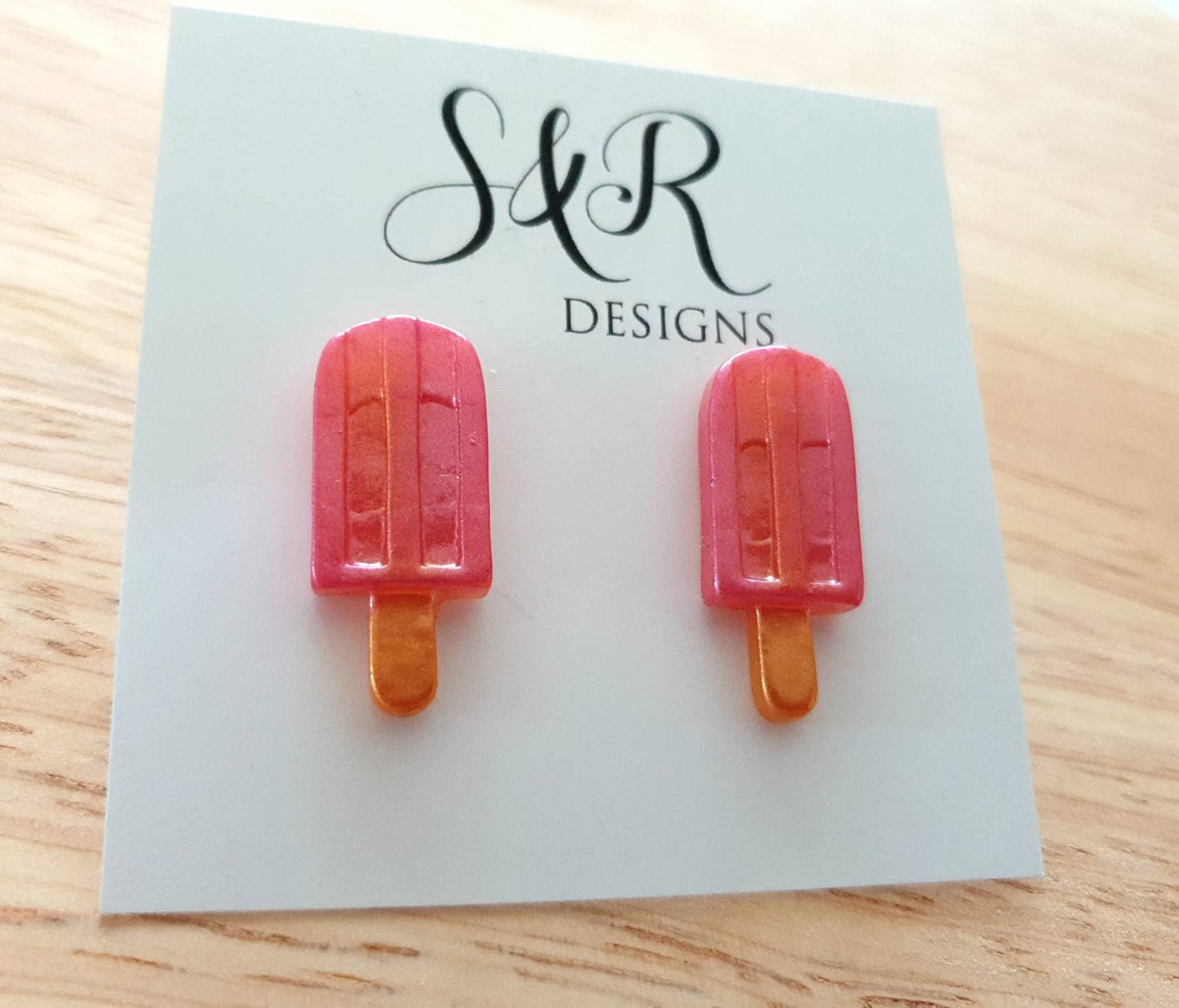 Pink Sherbet Icy Pole Stud Earrings, Pink Ice Cream Earrings, Statement Food Earrings