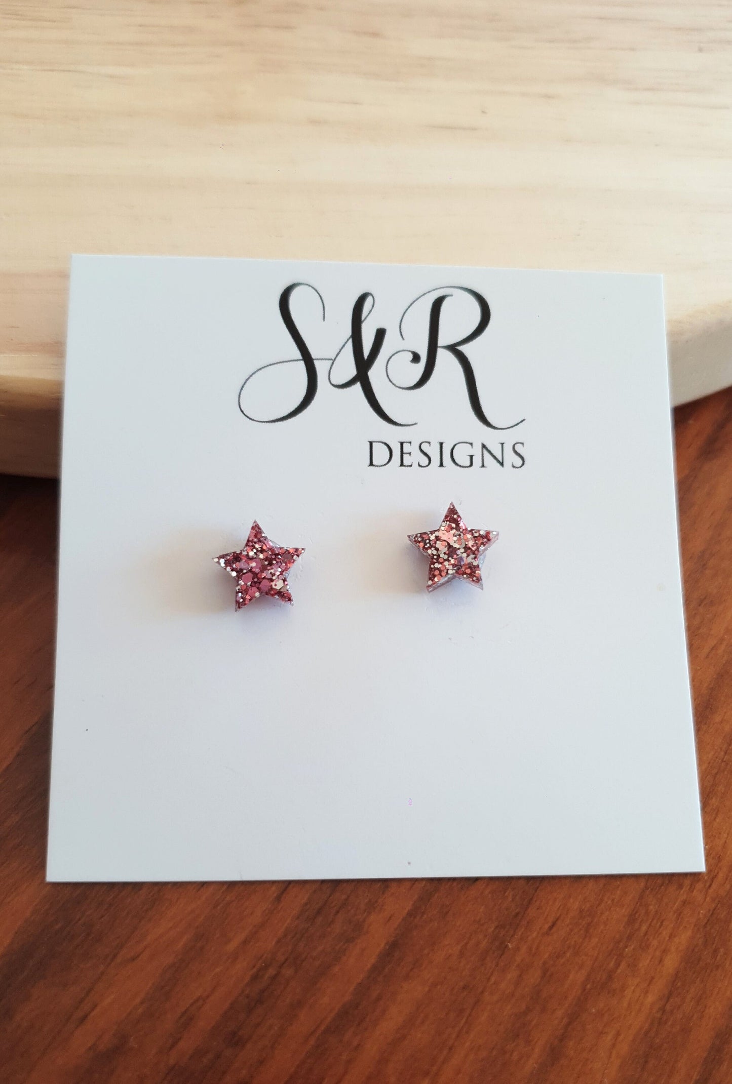 Pink Silver Mix Star Resin Stud Earrings, Pink and Silver Mix Glitter Star. Stainless Steel Minimalist Stud Earrings.