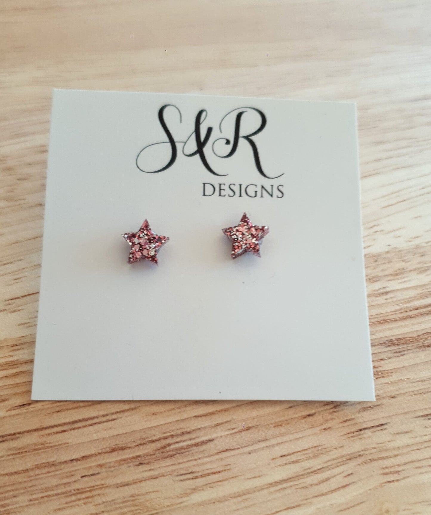 Pink Silver Mix Star Resin Stud Earrings, Pink and Silver Mix Glitter Star. Stainless Steel Minimalist Stud Earrings.