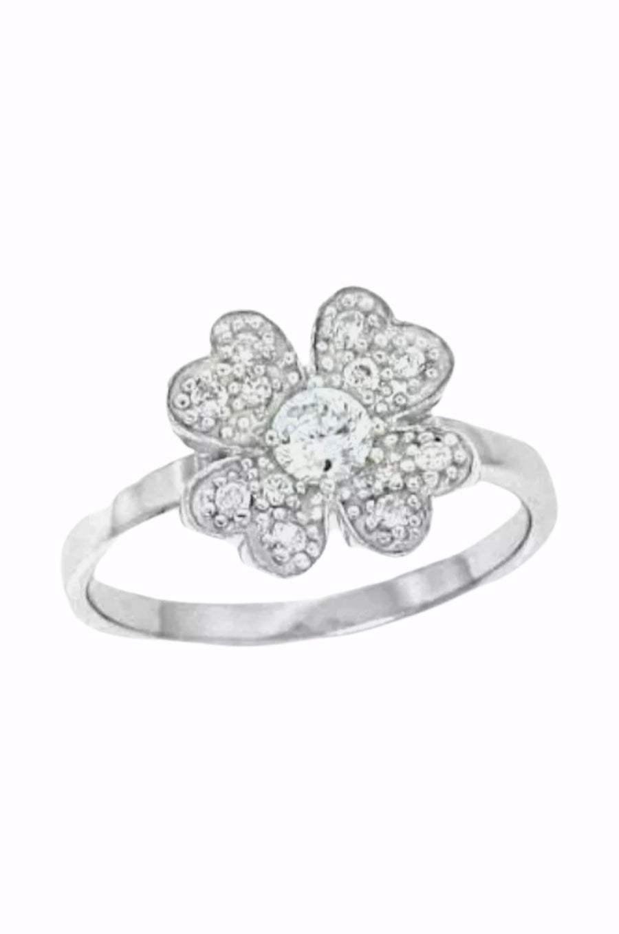 Sterling Silver Flower CZ Ring