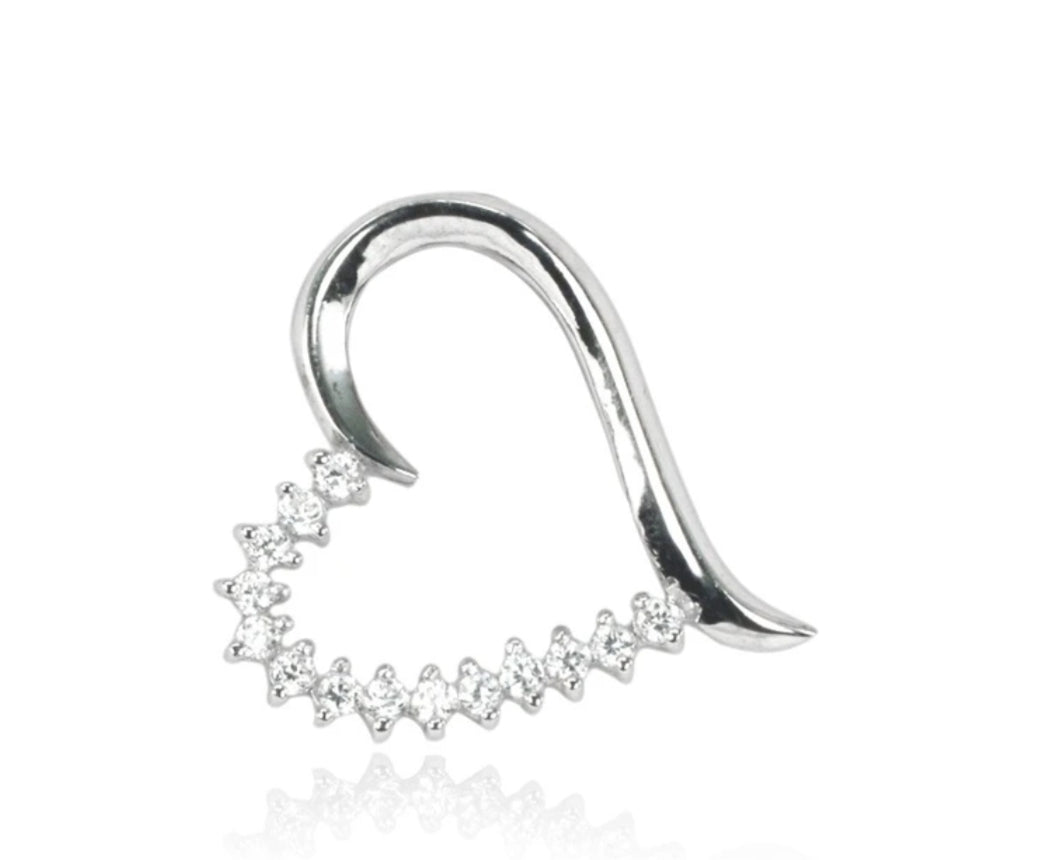 Heart Slider CZ Pendant, Sterling Silver