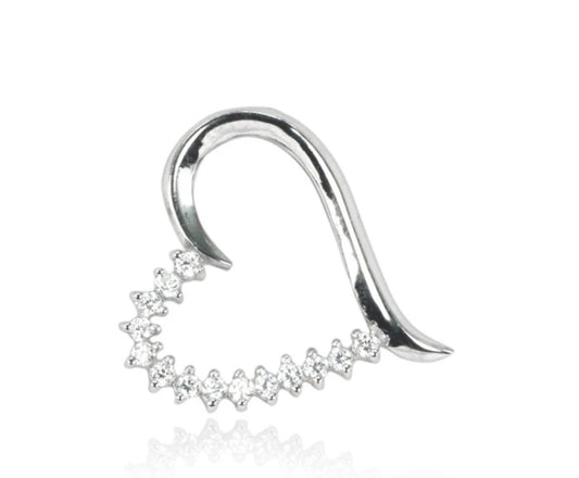 Heart Slider CZ Pendant, Sterling Silver