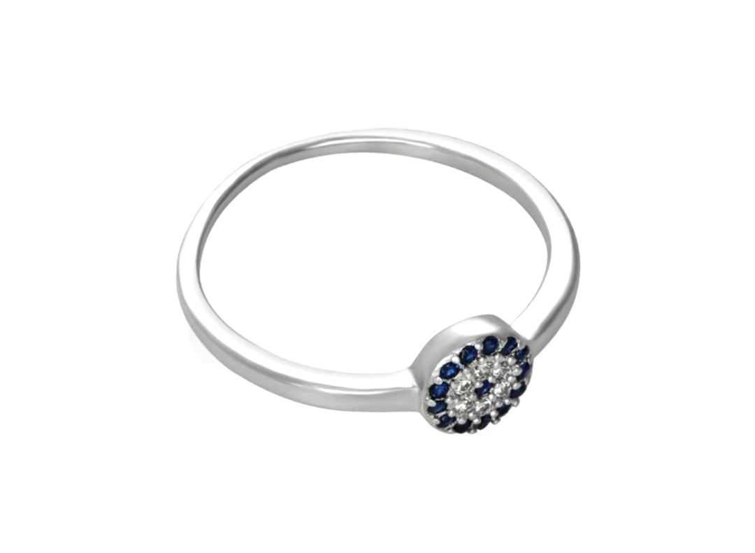 Evil Eye Cubic Zirconia Ring, Sterling Silver