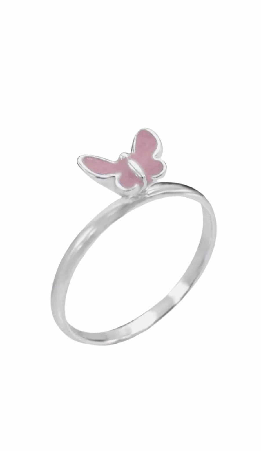 Sterling Silver Pink Butterfly Ring