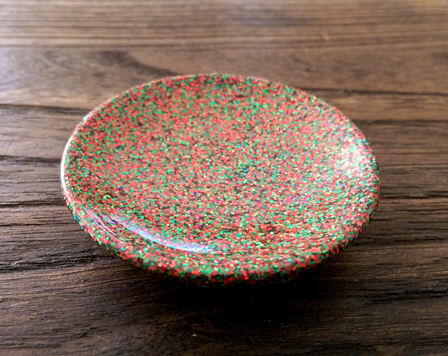 Resin Trinket Ring Dish Christmas Glitter Mix - Silver and Resin Designs