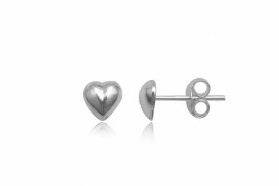 Sterling Silver Heart Stud Earrings, Puffy Heart Earrings - Silver and Resin Designs