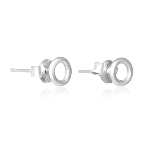 Sterling Silver Circle Loop Stud Earrings Choose Silver or Gold - Silver and Resin Designs