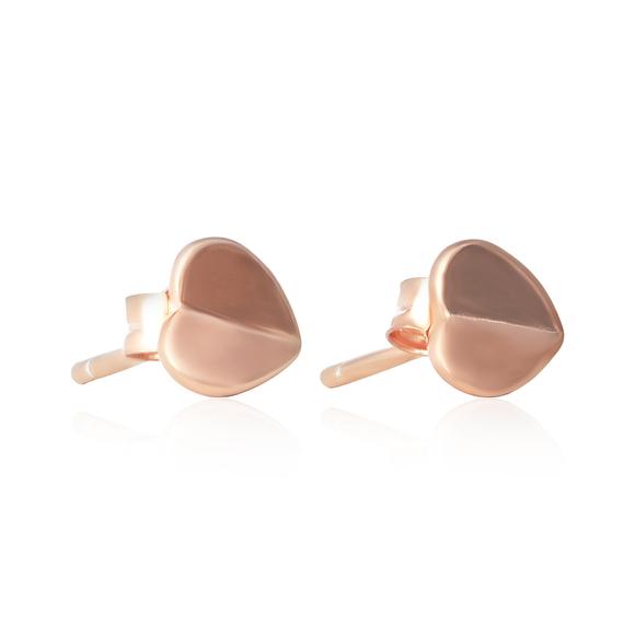 Sterling Silver Heart Stud Earrings Choose Silver Gold or Rose Gold - Silver and Resin Designs