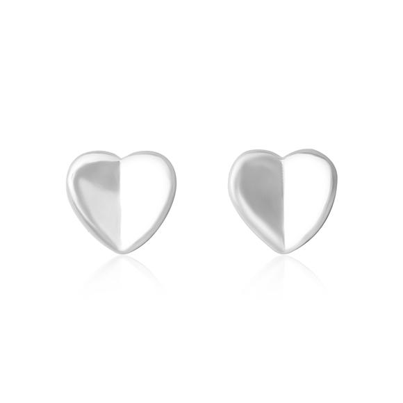 Sterling Silver Heart Stud Earrings Choose Silver Gold or Rose Gold - Silver and Resin Designs