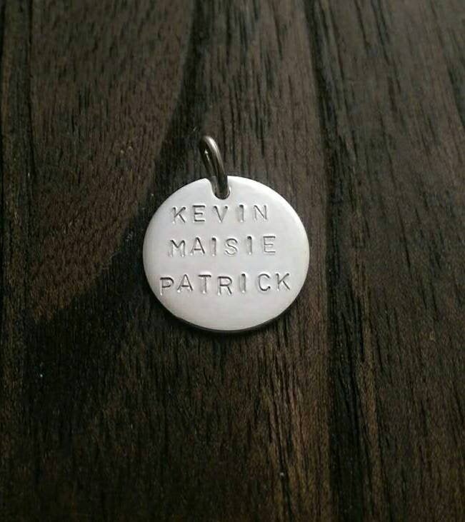 Sterling Silver Personalised Hand Stamped Name Pendant 20mm or 15mm