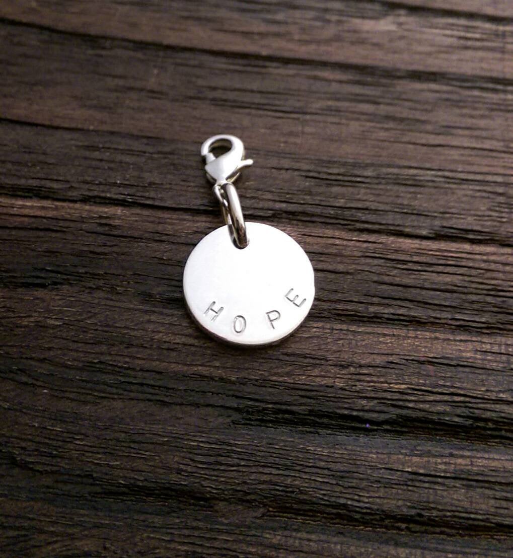 Sterling Silver Personalised Hand Stamped Name Pendant 20mm or 15mm