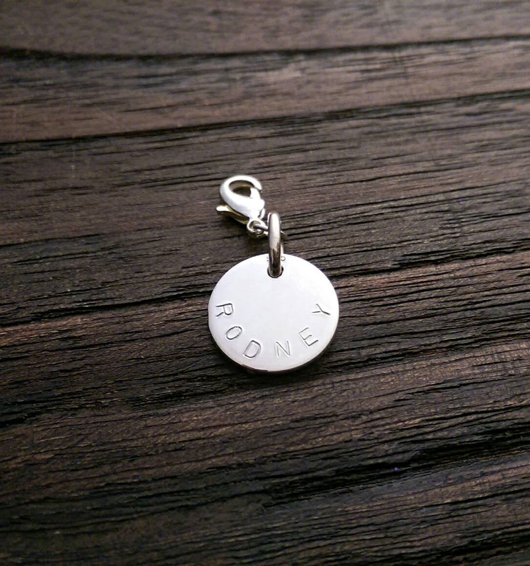 Sterling Silver Personalised Hand Stamped Name Pendant 20mm or 15mm