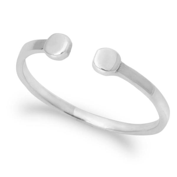 Sterling Silver .925 Real Silver Twin Dots Midi Band Design Ring - Silver and Resin Designs