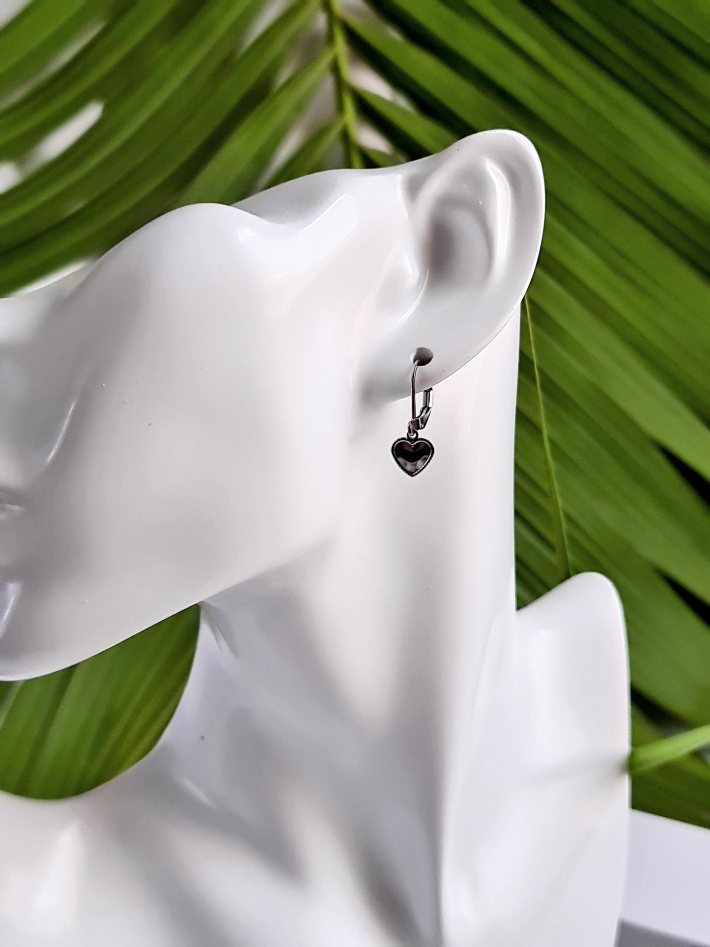 Silver Heart Earrings, Minimalist Heart Drop Earrings, Stainless Steel Dangle Drops, Choose Leverback or Hook Earwire Earrings.