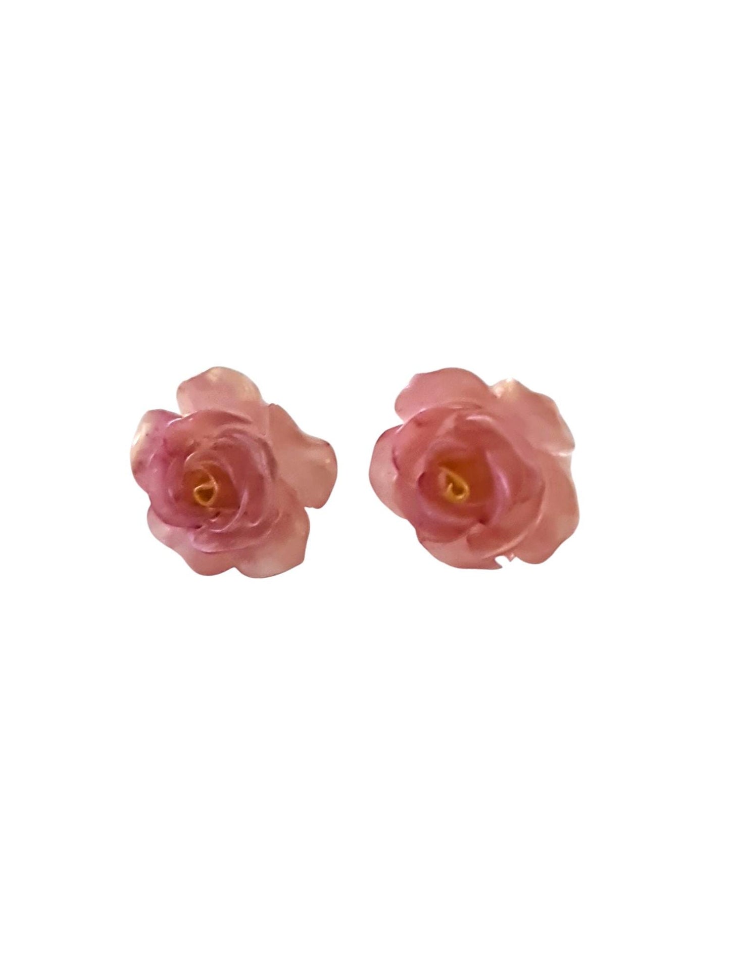 Handmade Pink Resin Rose Stud Earrings, Elegant Floral Earrings, Lightweight & Hypoallergenic, Gift for her, Flower Lover