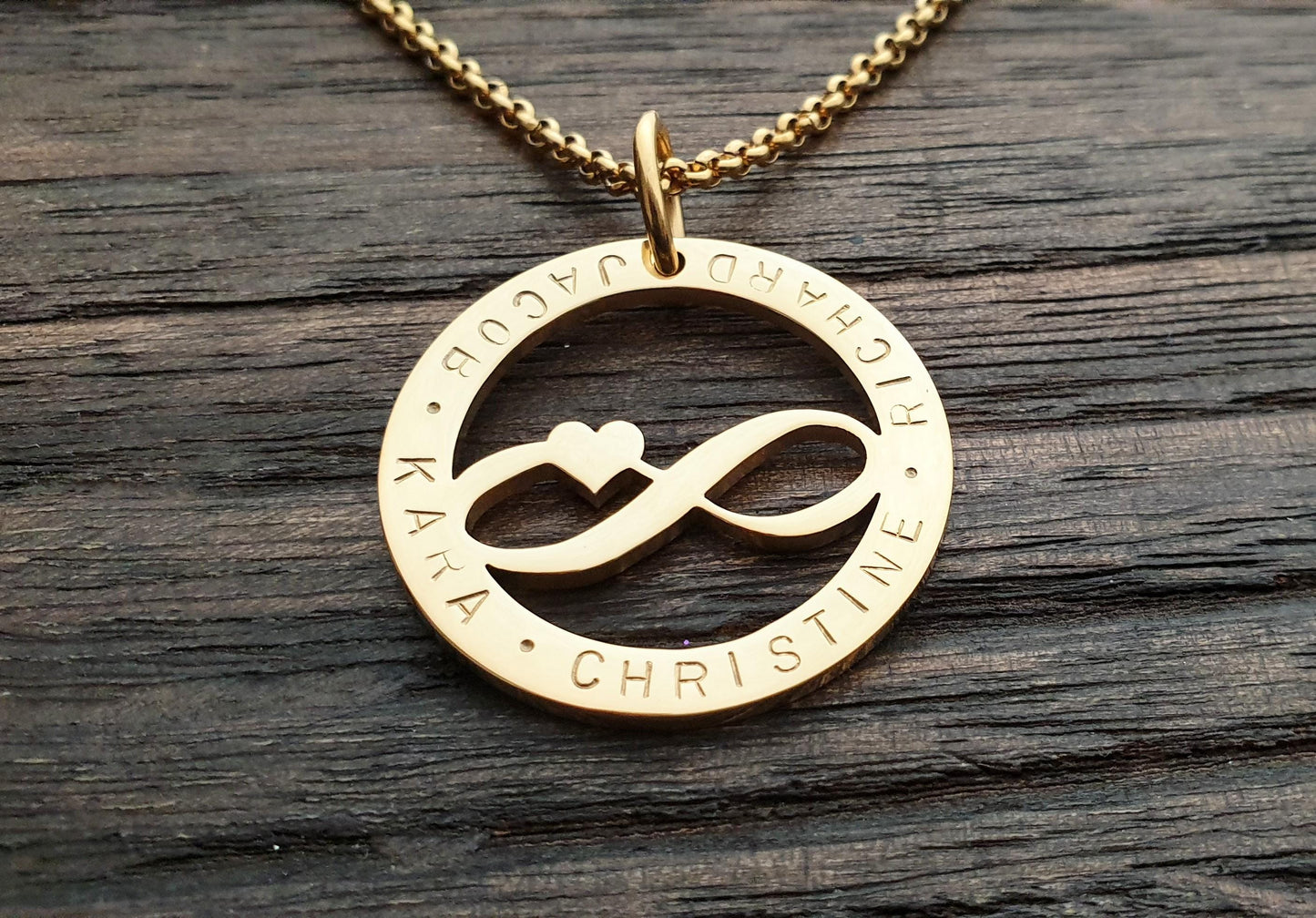 Infinity Heart Necklace, Personalised Necklace, Hand Stamped Necklace Design Pendant Stainless Steel. Mothers Day, Sister, Grandmother