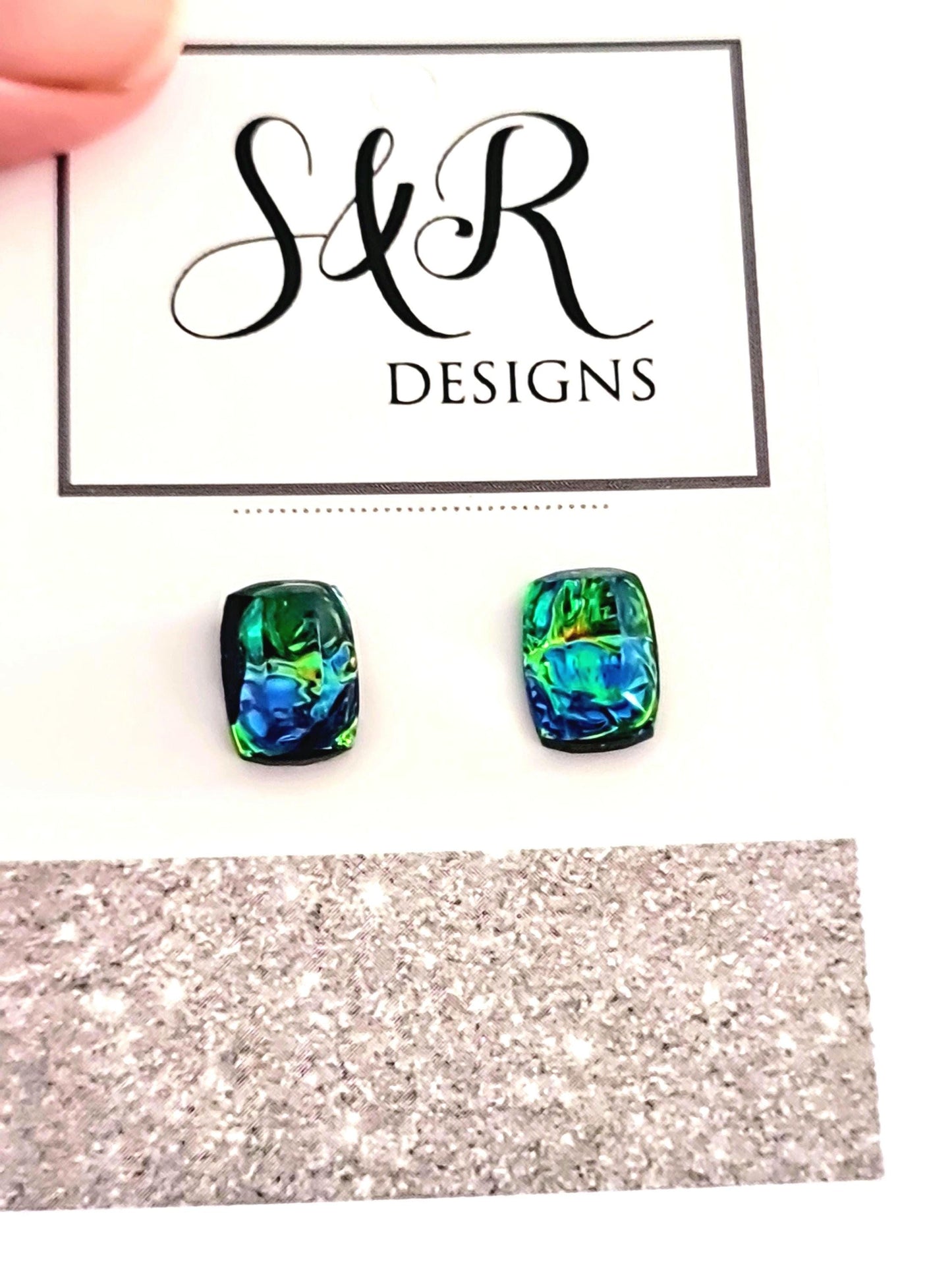 Ocean Swirl Resin Stud Earrings – Hypoallergenic Stainless Steel | Handmade Unique Jewelry