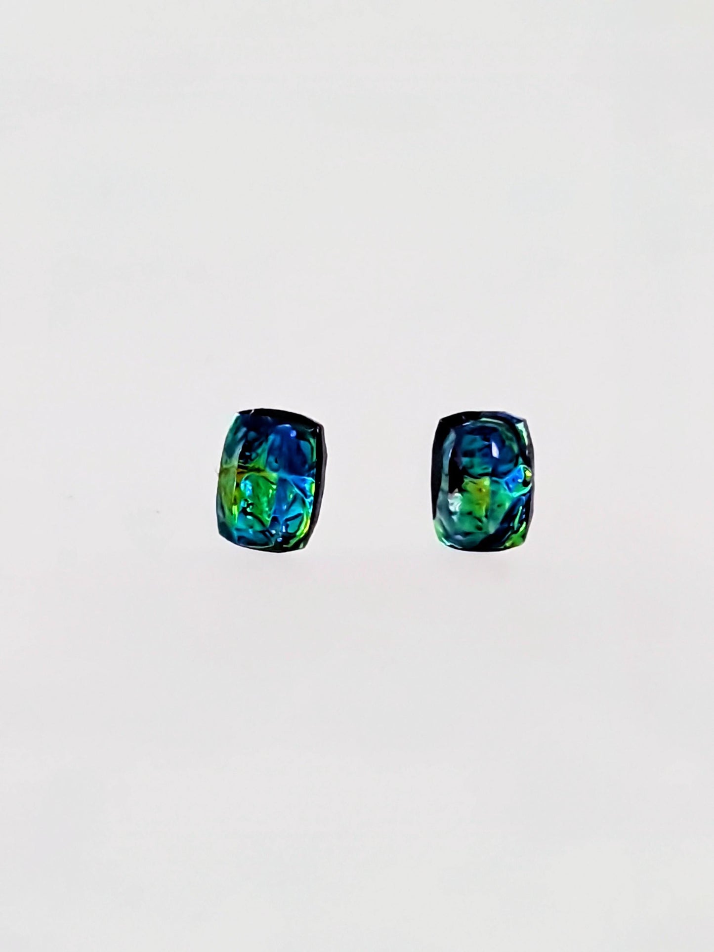 Ocean Swirl Resin Stud Earrings – Hypoallergenic Stainless Steel | Handmade Unique Jewelry
