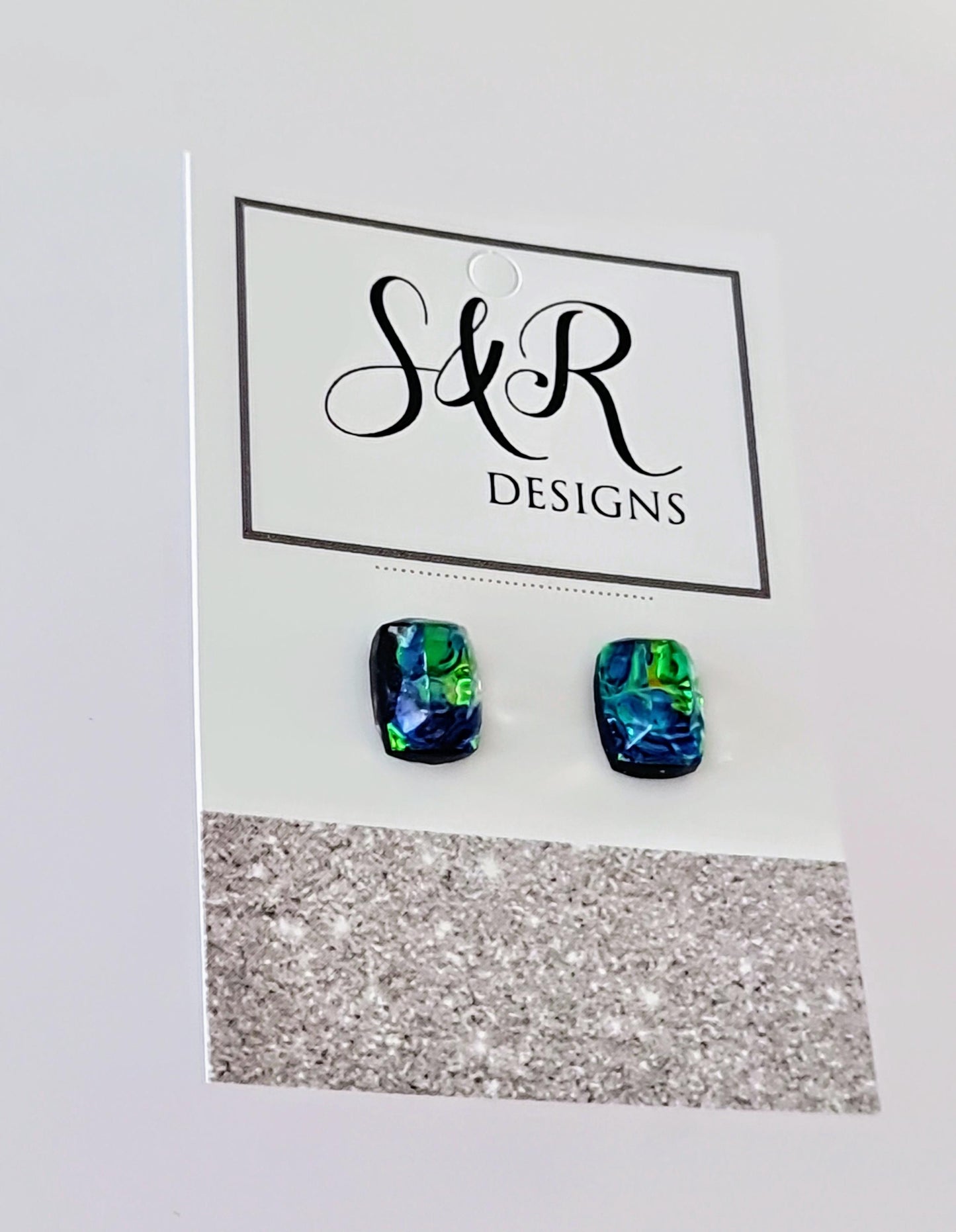 Ocean Swirl Resin Stud Earrings – Hypoallergenic Stainless Steel | Handmade Unique Jewelry