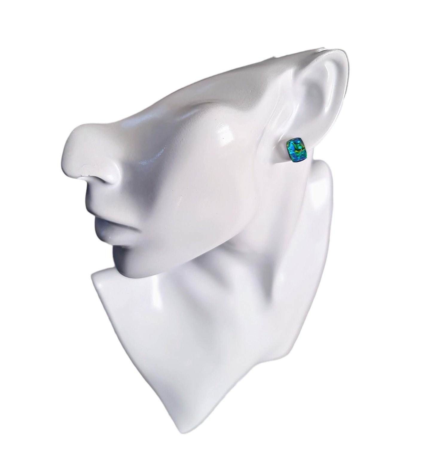 Ocean Swirl Resin Stud Earrings – Hypoallergenic Stainless Steel | Handmade Unique Jewelry