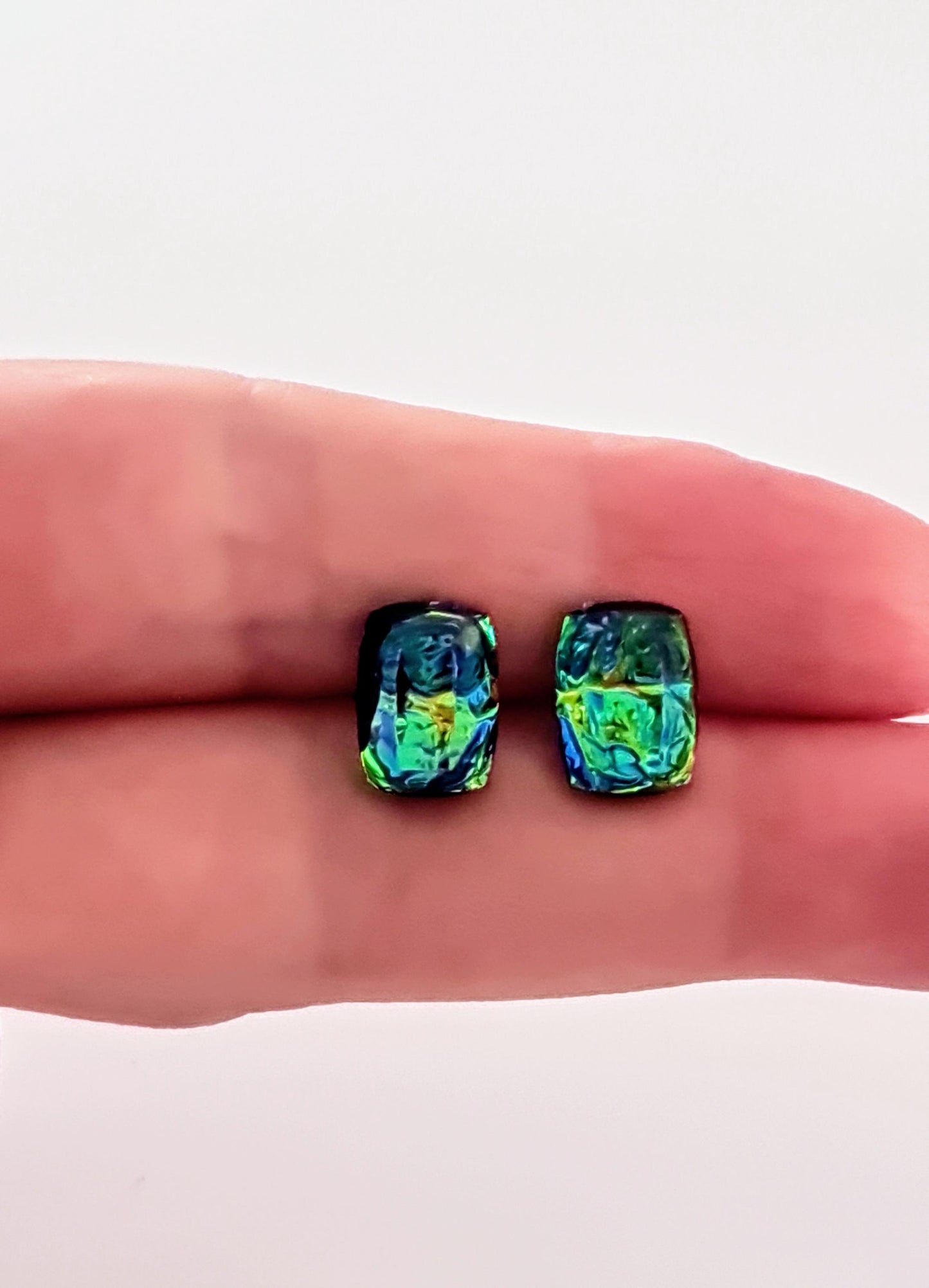 Ocean Swirl Resin Stud Earrings – Hypoallergenic Stainless Steel | Handmade Unique Jewelry
