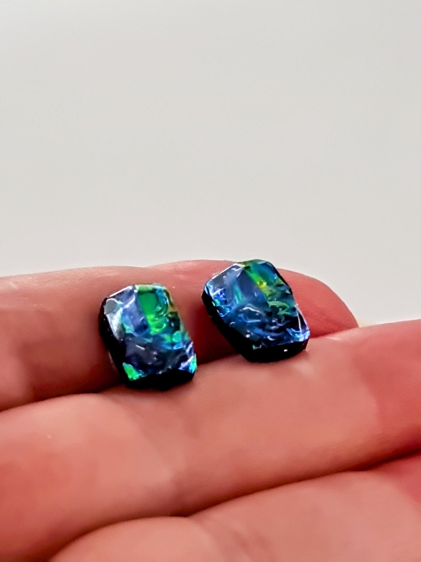 Ocean Swirl Resin Stud Earrings – Hypoallergenic Stainless Steel | Handmade Unique Jewelry