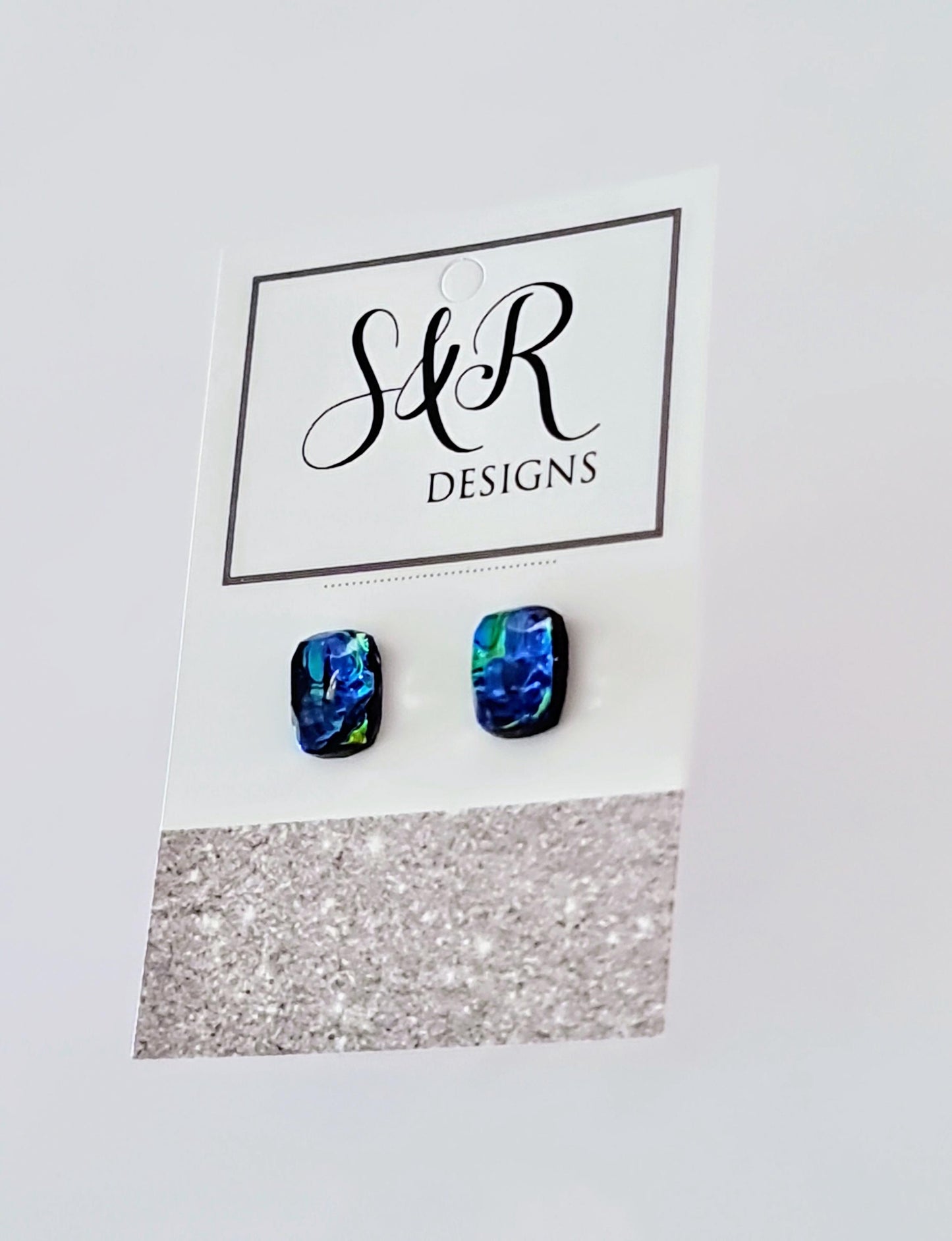 Ocean Swirl Resin Stud Earrings – Hypoallergenic Stainless Steel | Handmade Unique Jewelry