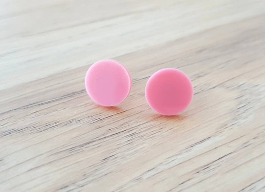 Raspberry Sherbet Circle Stud Earrings, Acrylic Earrings, Stainless Steel Earrings. Light Pink earrings
