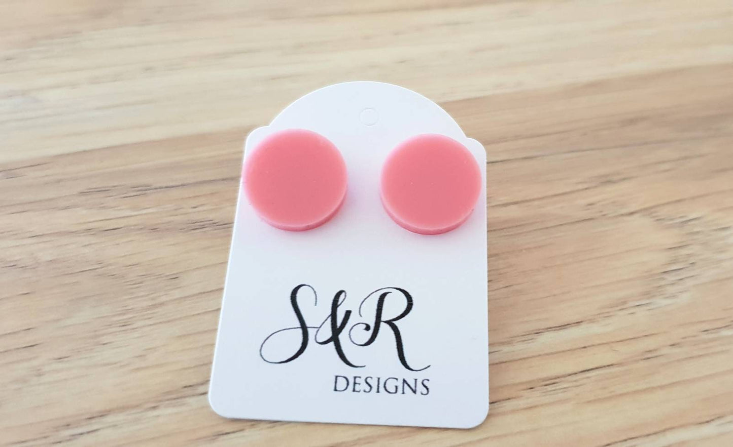 Raspberry Sherbet Circle Stud Earrings, Acrylic Earrings, Stainless Steel Earrings. Light Pink earrings