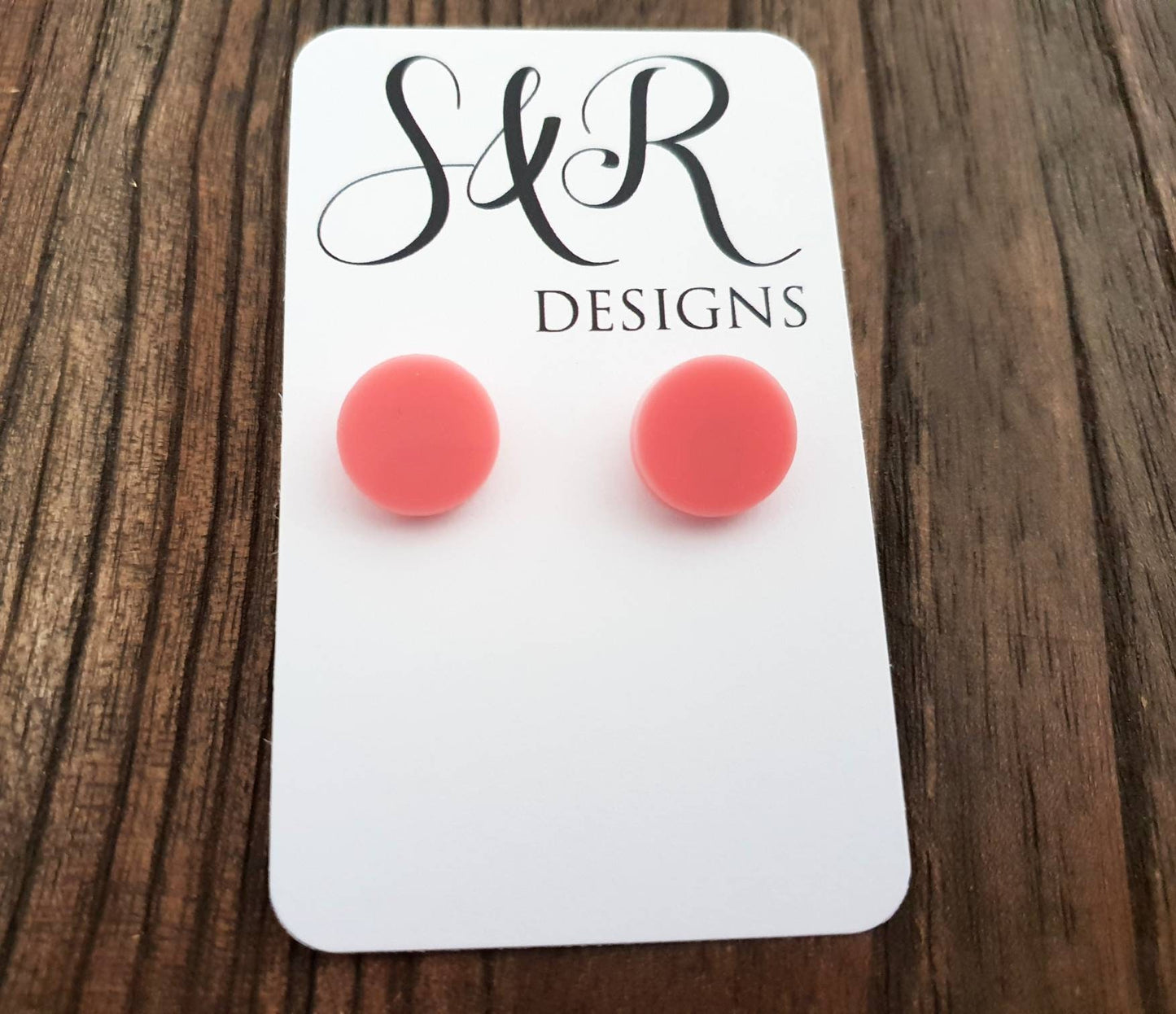 Raspberry Sherbet Circle Stud Earrings, Acrylic Earrings, Stainless Steel Earrings. Light Pink earrings