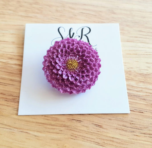 Chrysanthemum Flower Pin Brooch, Pink Flower Brooch with Stainless Steel Pin, Handmade Resin Brooch