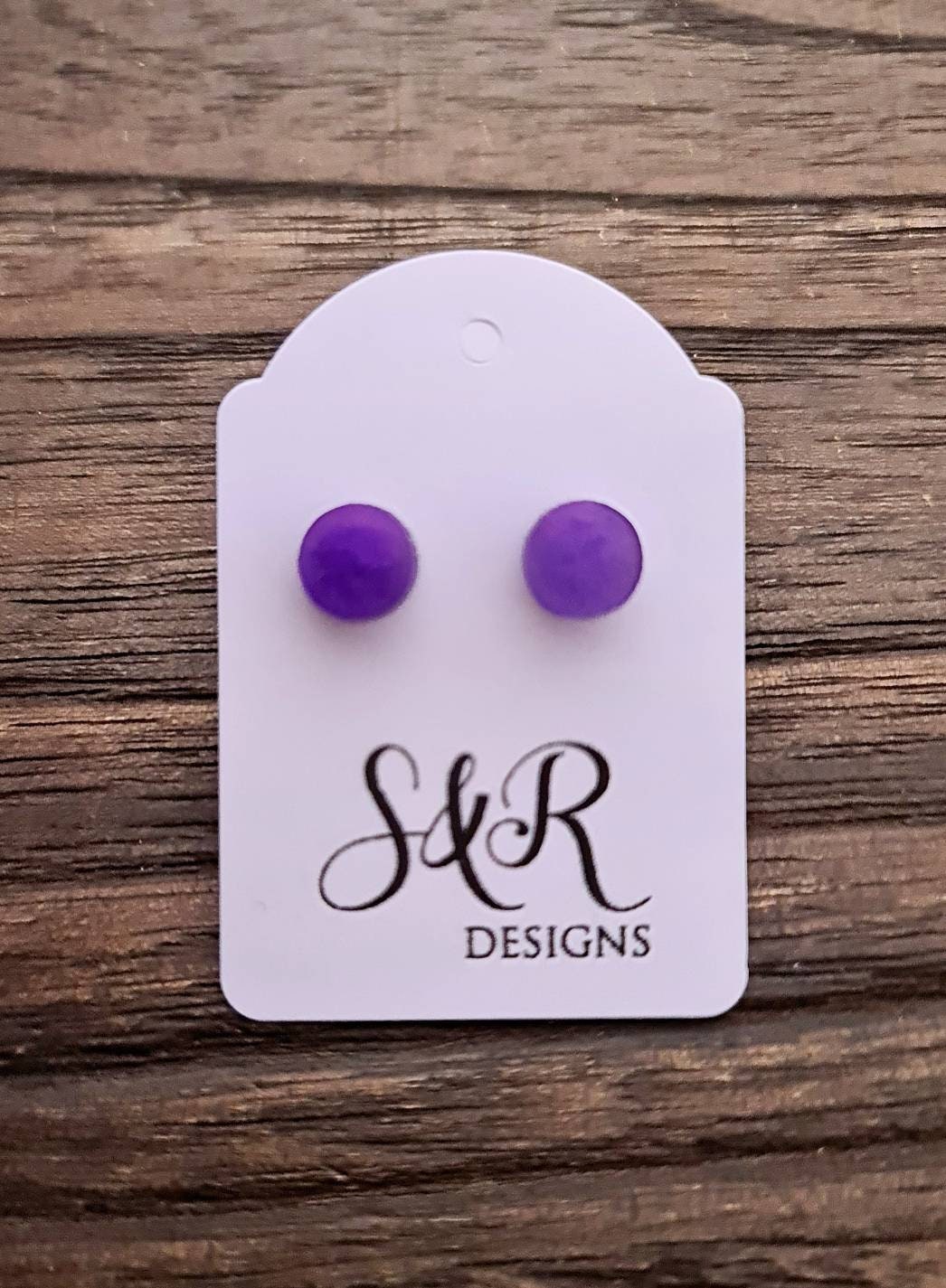 Circle Dot Resin Stud Earrings, Purple Stud Earrings, Tiny Studs, Stainless Steel Stud Earrings. 15mm, 12mm, 10mm or 8mm