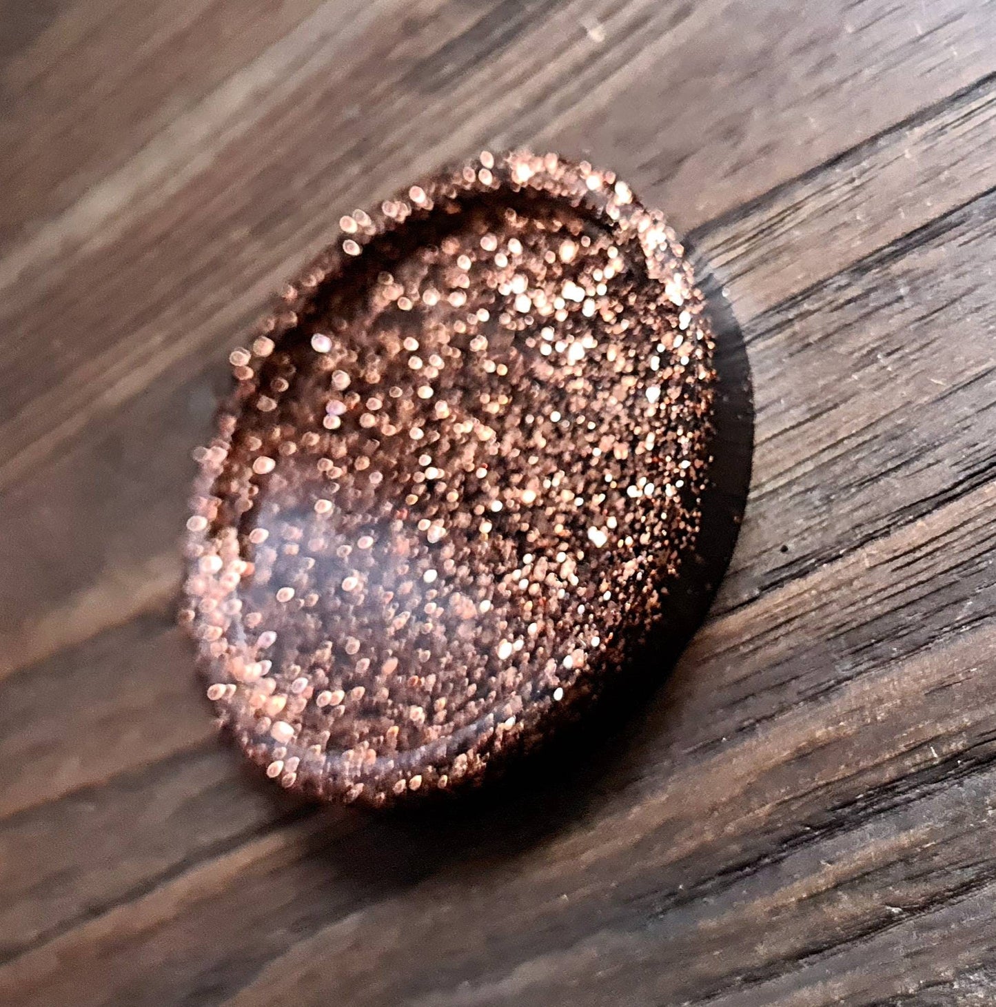 Resin Trinket Ring Dish, Coaster Black Rosegold Copper Glitter Mix