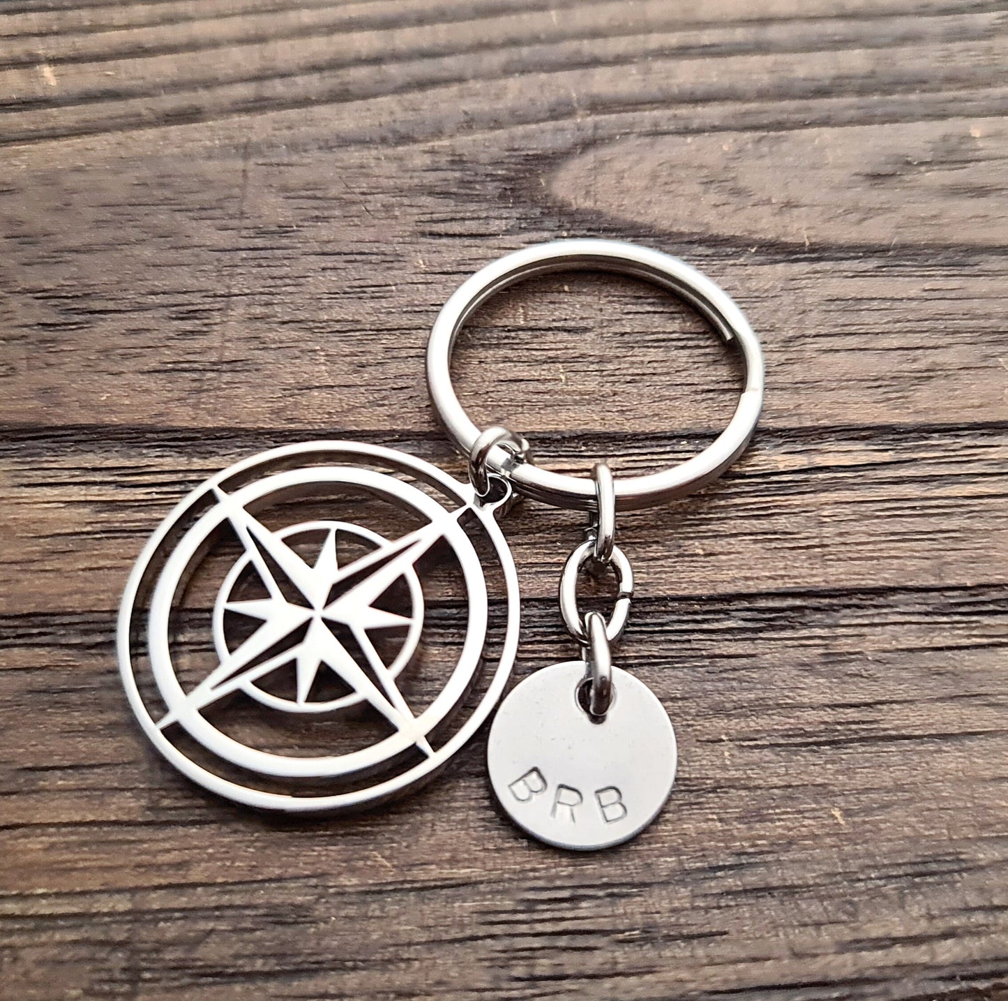 Personalised Compass Key Ring, Stainless Steel, Fathers Day Gift, Journey Gift,  Personalized Gift, Christmas Hand Stamped Gift
